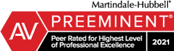 Martindale-Hubbell | AV | Preeminent Peer Rated for Highest Level of Professional Excellence | 2021
